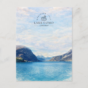Postal Festiva Lago de Como Lombardía Norte de Italia Acuarela