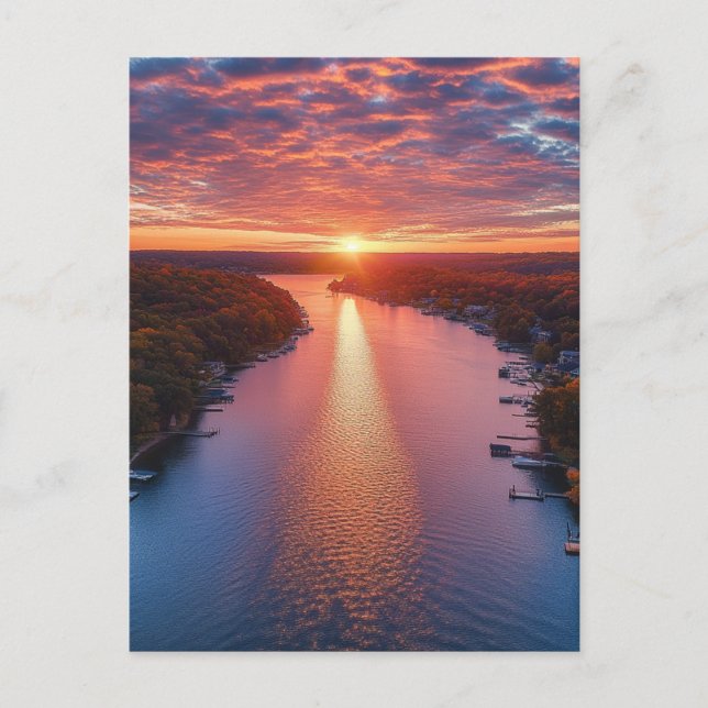 Postal Festiva Lago de los Ozarks blanco y negro (Anverso)