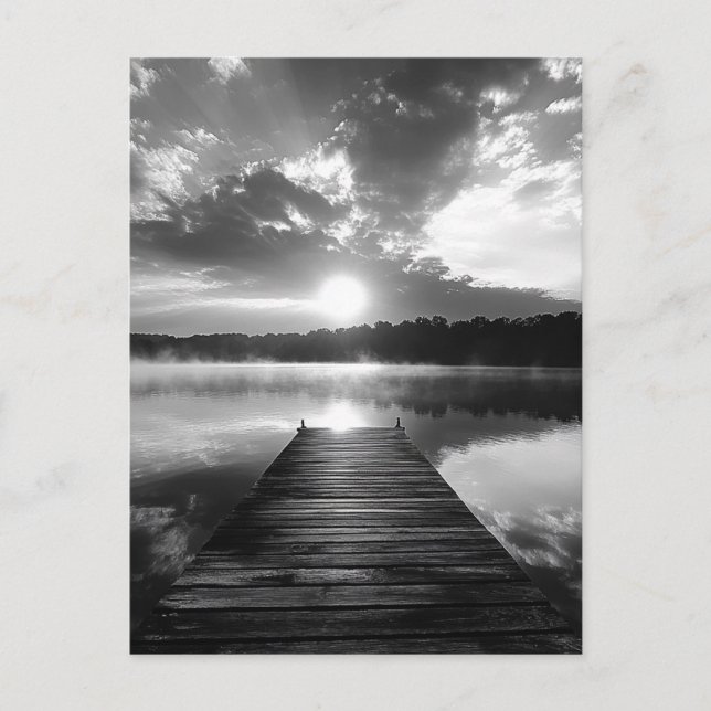 Postal Festiva Lago de los Ozarks blanco y negro (Anverso)