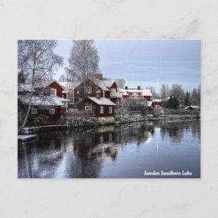 Postal Festiva Lago sueco renacido en invierno