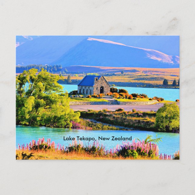 Postal Festiva Lago Tekapo, Nueva Zelanda (Anverso)