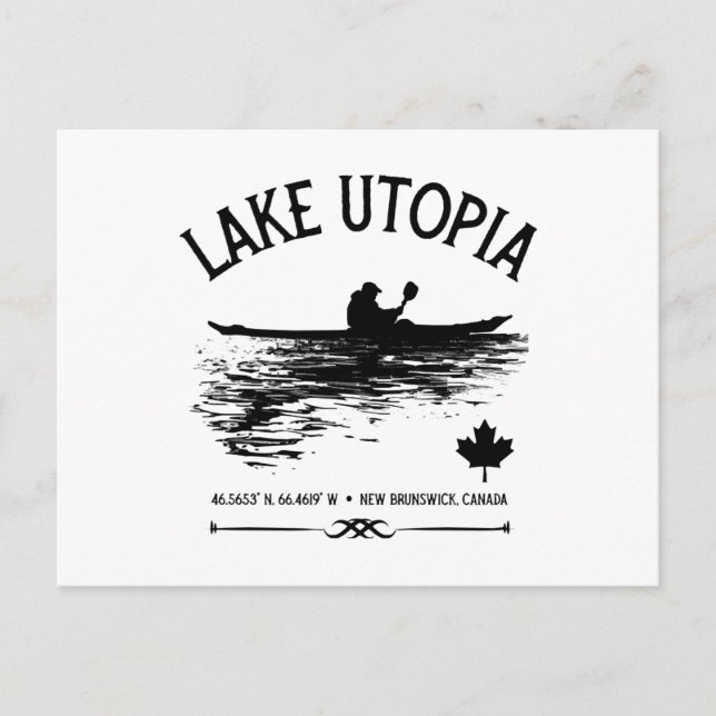 Postal Festiva Lago Utopia New Brunswick Canadá Lagos - Kayaker (Anverso)