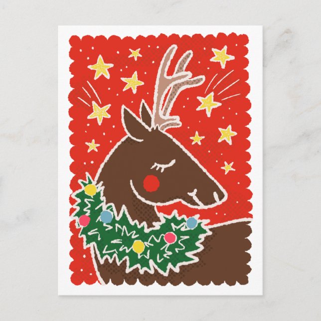 Postal Festiva Lápiz de estilo retro colorido (Anverso)