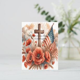 Postal Festiva Las banderas vuelan donde caen