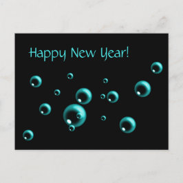 Postal Festiva Las burbujas de Aqua en Año Nuevo Feliz minimalist