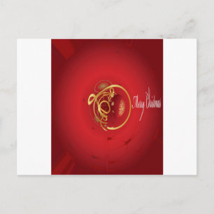 Postal Festiva Las campanas de jingle de los Navidades rojos tien