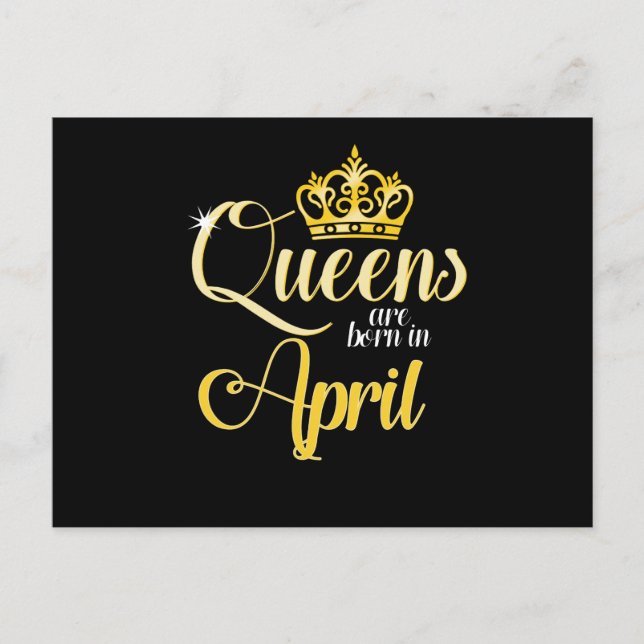 Postal Festiva Las reinas nacen en abril Cumpleaños de las Chicas (Anverso)