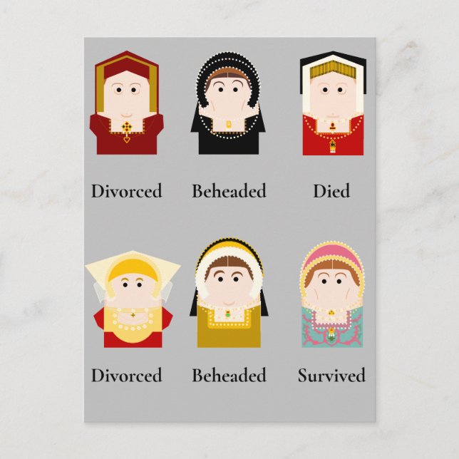 Postal Festiva Las seis esposas de Enrique VIII (Anverso)