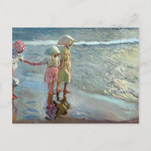 Postal Festiva Las tres hermanas en la playa por Joaquin Sorolla