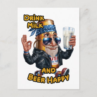Postal Festiva Lata de cerveza divertida y colorida en una
