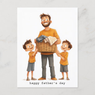 Postal Festiva Lavandería para padres e hijos