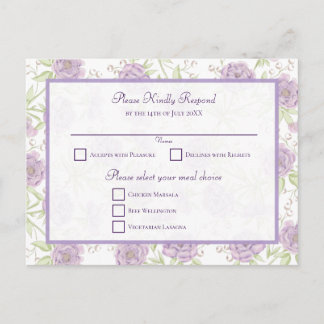 Postal Festiva Lavender Purple Rose Wedding RSVP