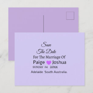 Postal Festiva Lavender Twist Moderno Typography Boda