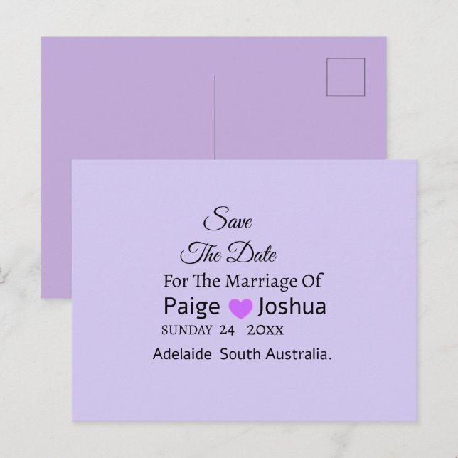 Postal Festiva Lavender Twist Moderno Typography Boda (Anverso / Reverso)