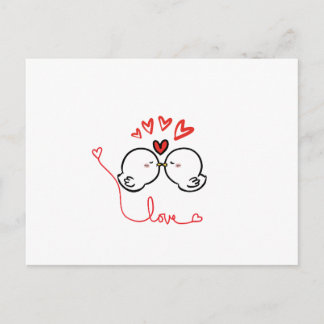 Postal Festiva Lavish Cute Love Birds Kissing Greeting Card