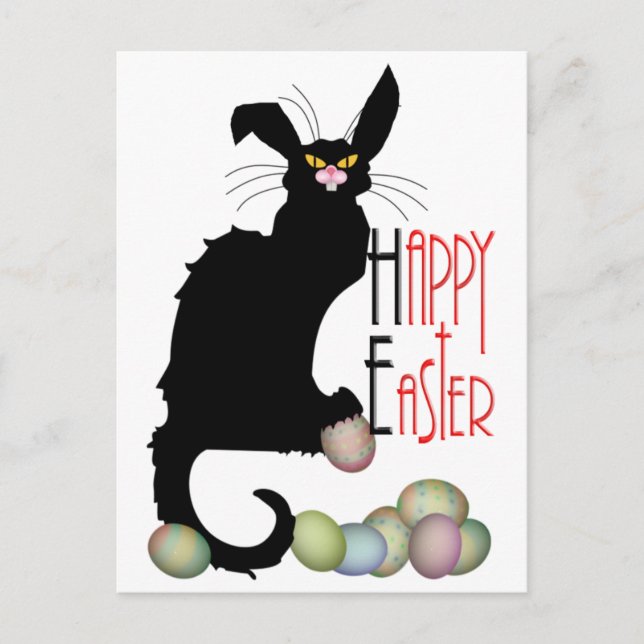 Postal Festiva Le Chat Noir Easter Bunny Ears (Anverso)