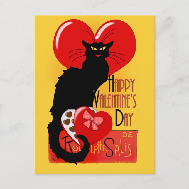 Postal Festiva Le Chat Noir El día de San Valentín (Anverso)