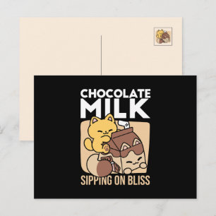 Postal Festiva Leche de Chocolate Sorbiendo Felicidad – Comida de