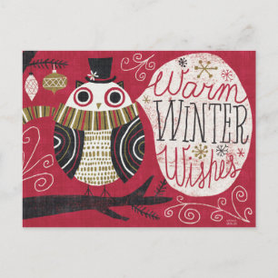 Postal Festiva Lechuza de Navidades quirky