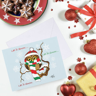 Postal Festiva Lechuza Snowflake navidades