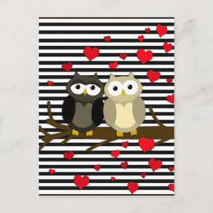Postal Festiva Lechuzas - diseño Día de San Valentín