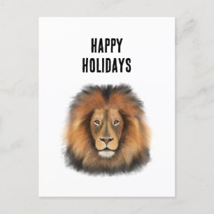 Postal Festiva león acuarela Leo rey safari animal selva gato