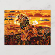 León africano en colorida pintura tribal