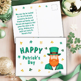 Postal Festiva Leprechaun Clover Shamrock Patrick's Day