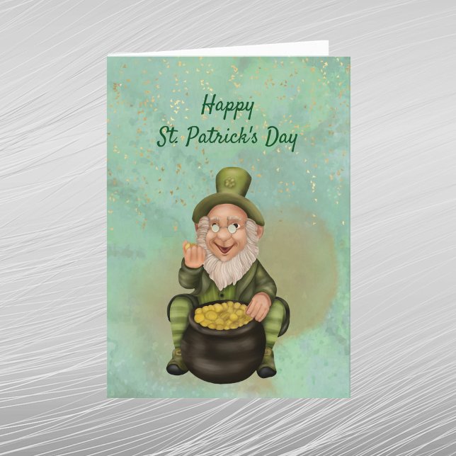 Postal Festiva Leprechaun Green Pot of Gold St Patricks Day (Subido por el creador)