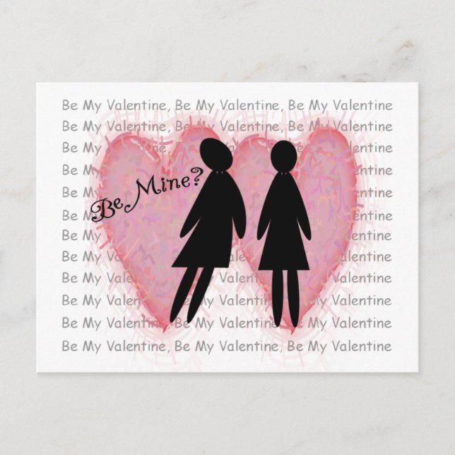 Postal Festiva Lesbian Valentine Cards & Gifts "Be Mine?" (Anverso)