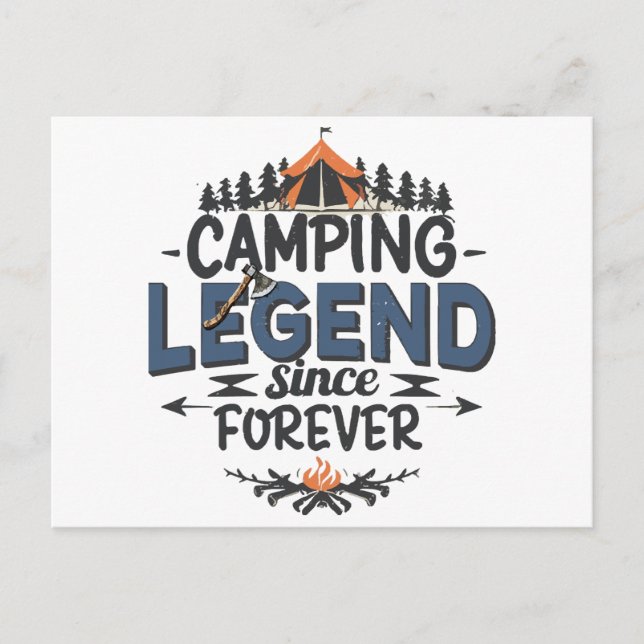 Postal Festiva Leyenda de camping desde siempre (Anverso)