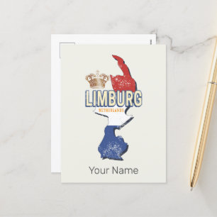 Postal Festiva Limburgo Países Bajos Map Dutch Vintage Souvenir
