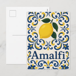 Postal Festiva Limón de Amalfi - Mediterráneo Azul Amarillo Blanc
