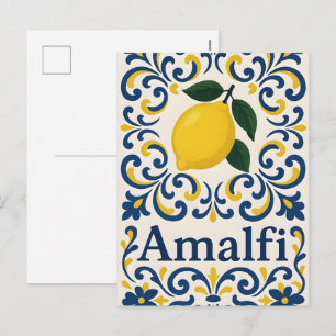 Postal Festiva Limón de Amalfi - Mediterráneo Azul Amarillo Blanc