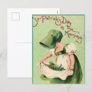 Postal Festiva linda chica del día de San Patricio vacaciones
