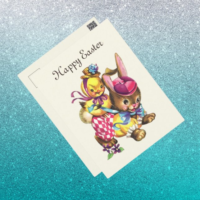 Postal Festiva linda gallina de conejo de Pascua (Subido por el creador)