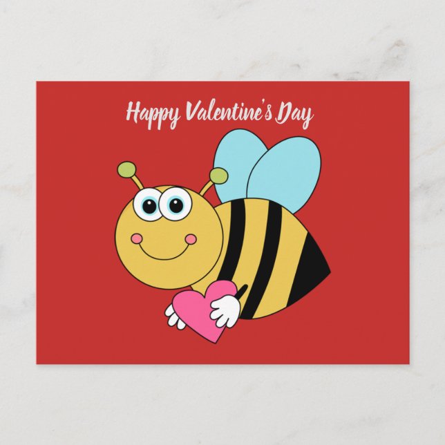 Postal Festiva Lindo Feliz Día de San Valentín Abeja (Anverso)