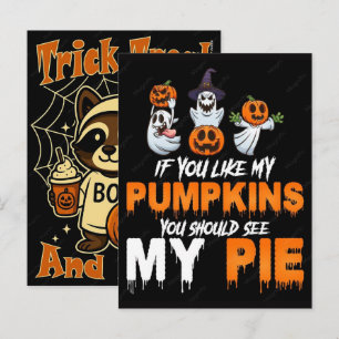Postal Festiva Lindo Mapache Espeluznante Halloween Para La Tempo