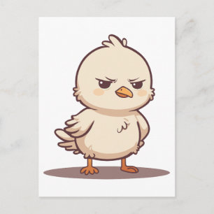 Postal Festiva Lindo Pájaro Bebé Gruñón Divertido Dibujo Kawaii