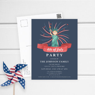 Postal Festiva Lindo Patriótico Rojo Blanco Y Azul 4 De Julio