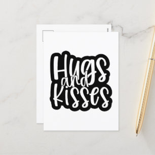 Postal Festiva lindo San Valentín abraza besos arte de palabras