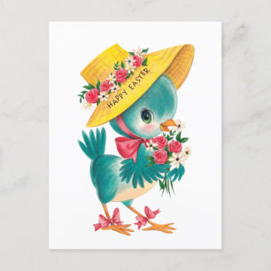 Postal Festiva lindo vintage Happy Easter blue