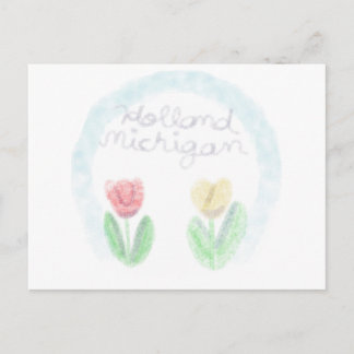 Postal Festiva Lindos tulipanes de Holanda Michigan en acuarela