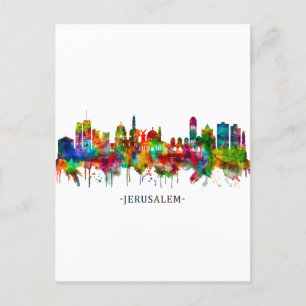 Postal Festiva Línea aérea de Jerusalén Israel