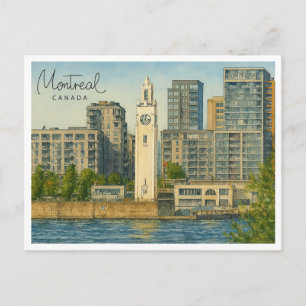 Postal Festiva Línea aérea de Montreal Acuarela de Canadá