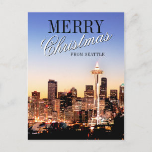 Postal Festiva Línea aérea de Seattle en los Navidades