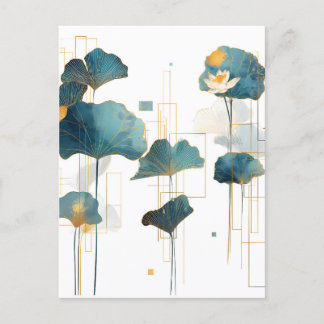 Postal Festiva Línea minimalista Ginkgo Lotus Zen