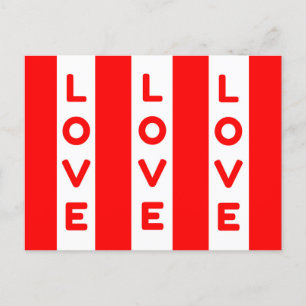 Postal Festiva Líneas rojas y blancas Amor