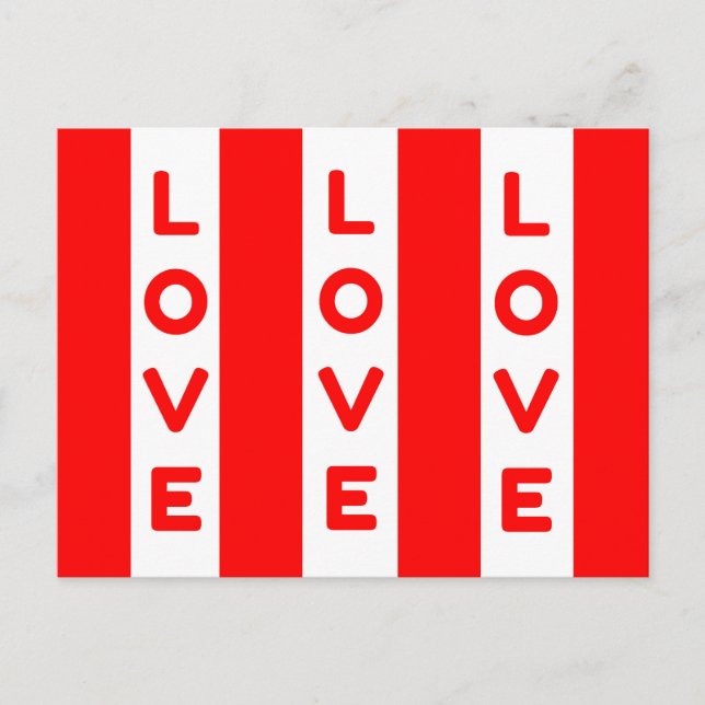 Postal Festiva Líneas rojas y blancas Amor (Anverso)