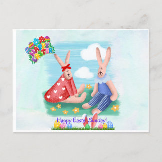 Postal Festiva Lissy y Penney en ilustración a mano de jardín